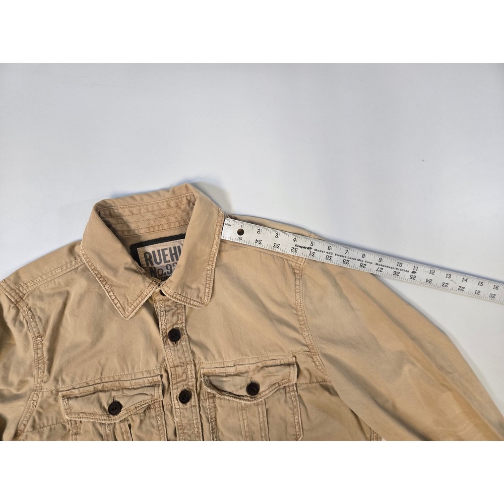 Vintage Ruehl No 925 Mens XL Khaki Tan L/S Military Style Utility Shirt Jacket - Picture 12 of 15